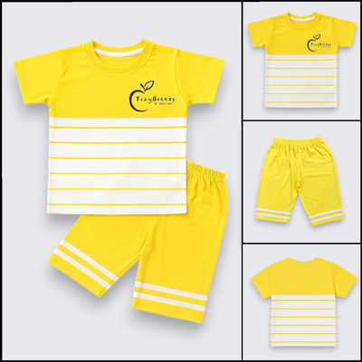 KIKANI ENTERPRISE Baby Boys & Baby Girls Daisy Casual T-shirt Capri(Casual Yellow)