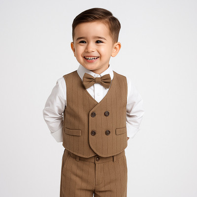 WEARBYRB Boys Casual Shirt Pant(Brown)