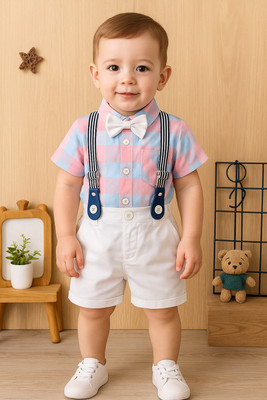 Bleckz Soeamk Baby Boys Party(Festive) Shirt Shorts(Peach)