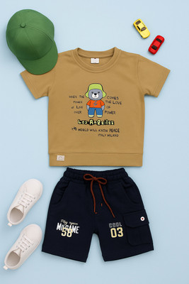 karnika Boys Casual T-shirt Shorts(Camel Brown)