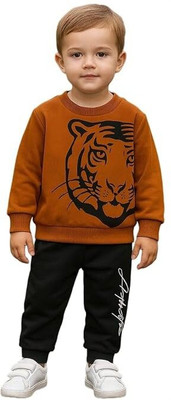 INDHRANI Baby Boys Casual Sweatshirt Pant(Orange)