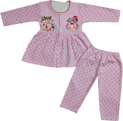 Shreesai Baby Girls Casual Top Pyjama(PINK)