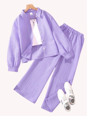 RADHE ENTERPRISE Girls Casual Shirt Pant(Purple)