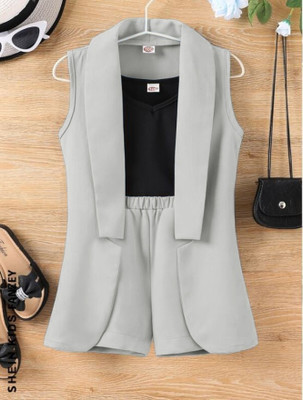 Vraj Jari Girls Party(Festive) Jacket Shorts(GREY)