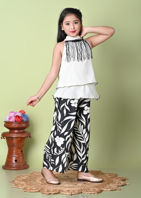 hallokidzz Girls Barbie Party(Festive) Top Pant(white)