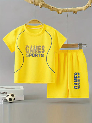 SOUTHTREE Boys Casual T-shirt Shorts(Golden Yellow)