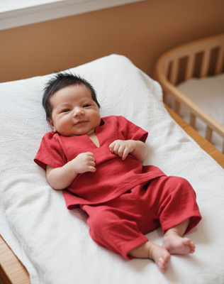 Zed Ef Stores Baby Boys & Baby Girls Casual T-shirt Pyjama(Red)