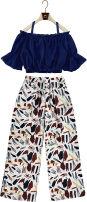 Jully Girls Casual Top Pant(Blue)