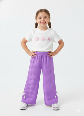 Oligne Baby Girls Party(Festive) T-shirt Pant(Purple)