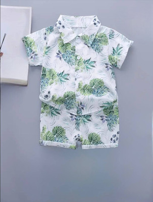Bhagyashree Baby Boys & Baby Girls Casual Shirt Shorts(White)
