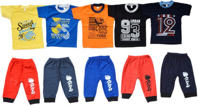 Zipwell Baby Boys & Baby Girls Casual T-shirt Pyjama(Multicolor)