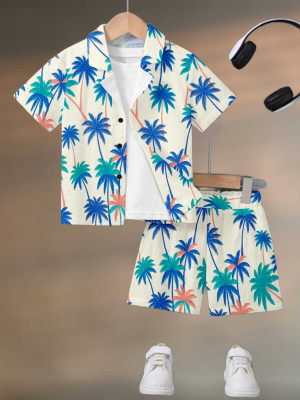 Typetron Fashion Baby Boys & Baby Girls Casual Shirt Shorts(Cream)