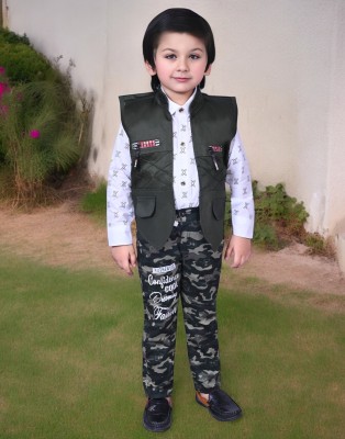 Bold Born Boys Party(Festive) Shirt Jacket, Trouser(White)