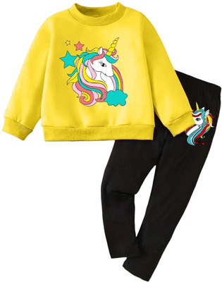 KEESOR Baby Girls Casual T-shirt Pant(YELLOW:BLACK)