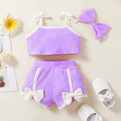 PORPY Baby Girls Casual Top Shorts(Lavender)