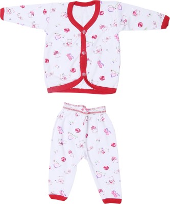 Shishu Kids Nightwear Baby Boys & Baby Girls Printed Fleece Blend(Red Pack of 1)