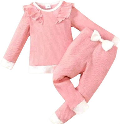 virupkesh Baby Girls Daisy Party(Festive) Pant Top(pink)