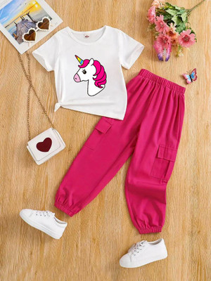 AVOVU Girls Disney Princess Party(Festive) T-shirt Pant(PINK)