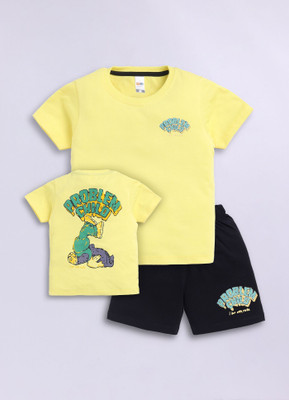 LITTLE NINJA Baby Boys Casual T-shirt Shorts(YELLOW BLACK)