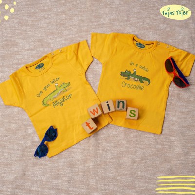 TwinsTribe Baby Boys & Baby Girls Casual T-shirt T-shirt(Yellow)