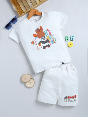 YK X Minute Mirth Boys & Girls Casual T-shirt Shorts(White)
