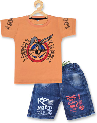 Style Generation Boys Tom & Jerry Party(Festive) T-shirt Pant(Orange)