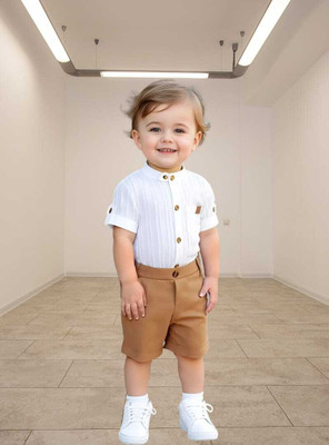 RIYANSHI Boys Casual Shirt Pant(Brown)