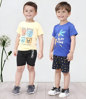 TOONYPORT Boys Casual T-shirt Shorts(Blue)