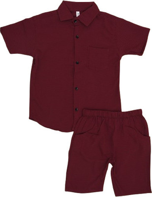ZIKIGO Baby Boys & Baby Girls Casual Shirt Shorts(Maroon)