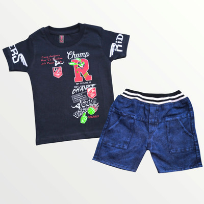 BERRYHOUSE Baby Boys & Baby Girls Casual T-shirt Shorts(DARK BLUE)