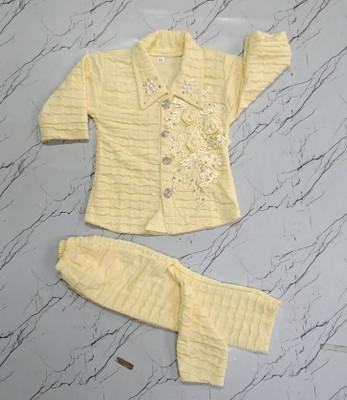 HS LASKAR FASHION Baby Girls Party(Festive) Dress Trouser(Yellow)