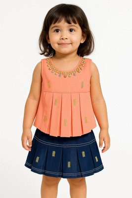 SPYRASE Baby Girls Party(Festive) Top Skirt(Pink)