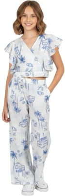 GALAD Girls Casual Top Pant(White & Blue)