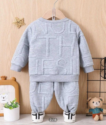 HouseOfCommon Baby Boys Party(Festive) T-shirt Pant(Grey)