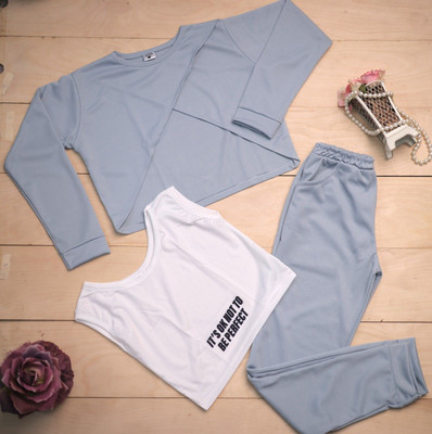 HouseOfCommon Girls Casual Track Pants Track Suit(GREY)