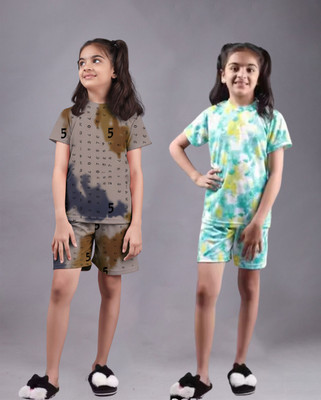 NVELIS Girls Casual T-shirt Shorts(Multicolor 65)