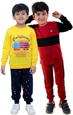 Chandrika Boys Casual T-shirt Trouser(MAROON_GOLD)
