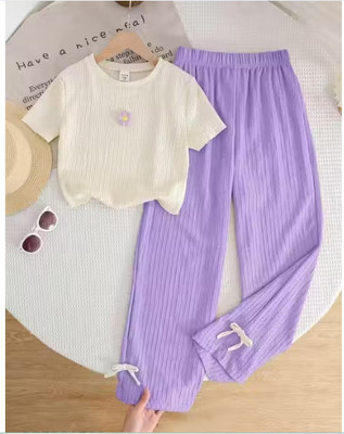 j.n.s rozina Girls Casual Top Pant(PURPLE)