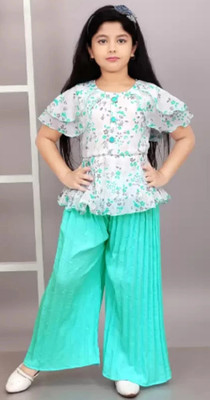 KIDSCUBE Baby Girls Casual Top Pant(Light Green)