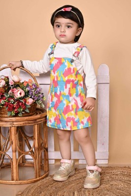 Pogofashion Girls Party(Festive) Dungaree Top(MULTICOLOUR)