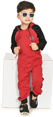 Chandrika Boys Casual T-shirt Track Pants(MAROON)