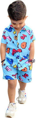 VetaWear Boys & Girls Casual Shirt Shorts(Blue)