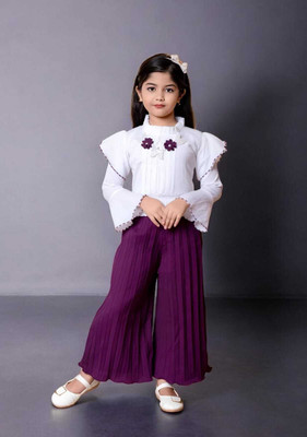 A Asma dresses Baby Girls Casual Top Pant(Purple)