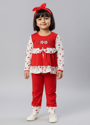 Zeal G Girls Casual Dress Top, Legging(Red)