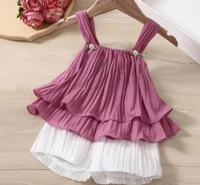 HR Fashions Baby Girls Party(Festive) Top Shorts(Purple)