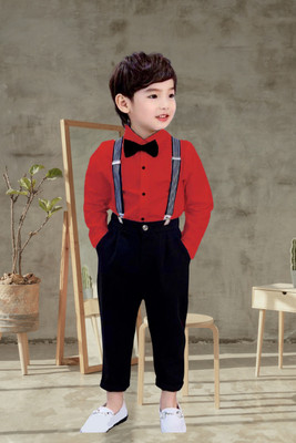 Jhrey creation Boys & Girls Party(Festive) Shirt Pant(Red)