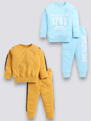 carrydreams Girls Casual T-shirt Trouser(MUSTARD_SKYBLUE)