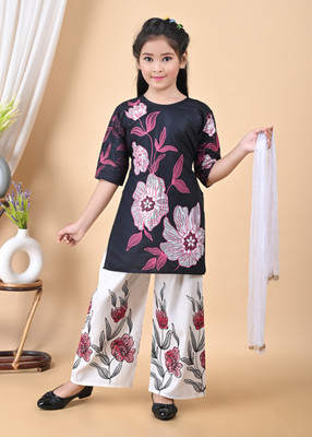 Jbegam Girls Casual Kurta Pyjama(Blue)
