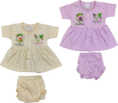 SHIVAAY Baby Girls Casual Top Shorts(Lavender & Cream)