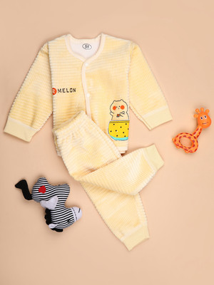 V-MART Baby Girls Casual T-shirt Pyjama(Yellow)